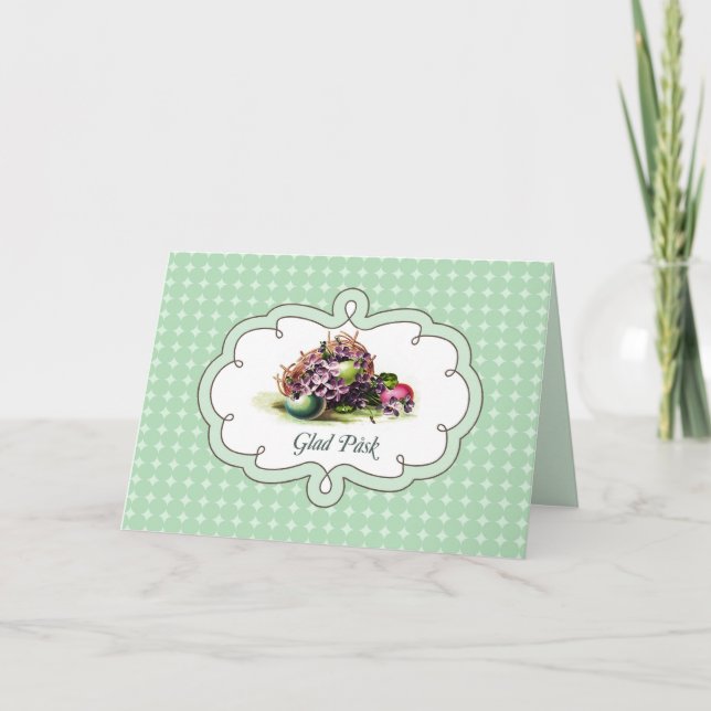 Cartão De Festividades Feliz Påsk. Placa de páscoa em sueco (Frente)