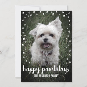 Cartão De Festividades Feliz Pawlidays 1 Foto Moderno Elegante Cachorro F