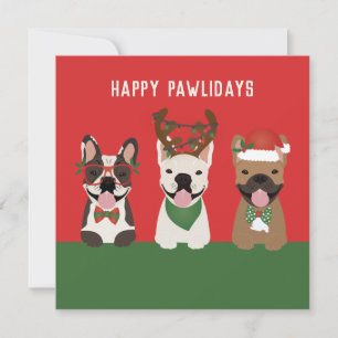 Cartão De Festividades Feliz Pawlidays Bulldogs Franceses