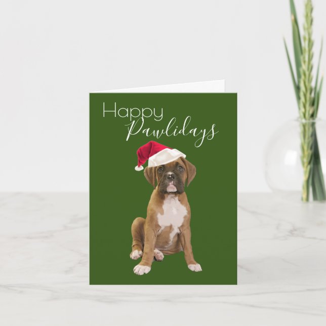 Cartão De Festividades Feliz Pawlidays Cachorrinho Chapéu do Papai Noel N (Frente)
