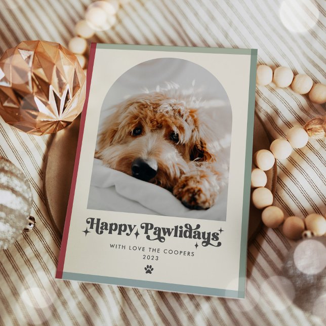 Cartão De Festividades Feliz Pawlidays Cachorro Foto Engraçada Natal (Criador carregado)