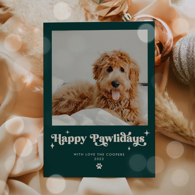 Cartão De Festividades Feliz Pawlidays Cachorro Foto Engraçada Natal (Criador carregado)
