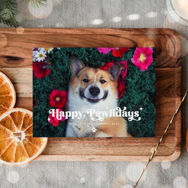 Cartão De Festividades Feliz Pawlidays Cachorro Foto Engraçada Natal (Criador carregado)