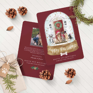 Cartão De Festividades Feliz Pawlidays Cães Pet Care Negócios Porta Verme