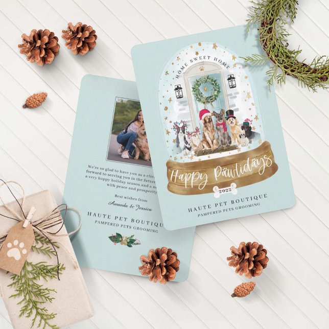 Cartão De Festividades Feliz Pawlidays Cães Pet Care Portas Aqua (Criador carregado)