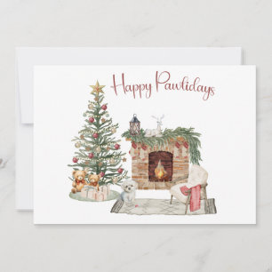 Cartão De Festividades Feliz Pawlidays Desenho de Cachorro - Maltês