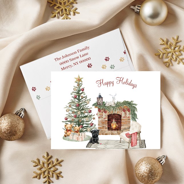 Cartão De Festividades Feliz Pawlidays Design de Cachorro - Affenpinscher (Criador carregado)