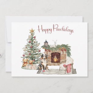Cartão De Festividades Feliz Pawlidays Design de Cachorro - Australian Sh