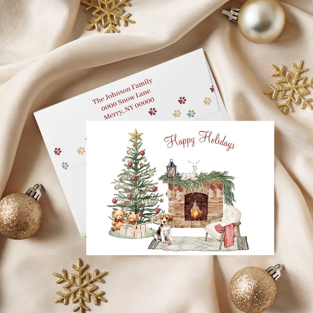 Cartão De Festividades Feliz Pawlidays Design de Cachorro - Beagle (Criador carregado)