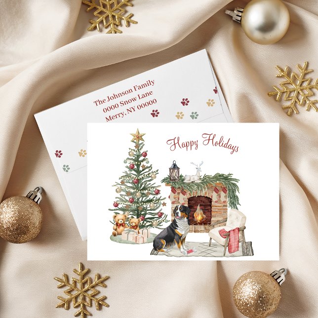 Cartão De Festividades Feliz Pawlidays Design de Cachorro - Bernese Mount (Criador carregado)