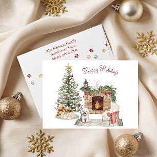 Cartão De Festividades Feliz Pawlidays Design de Cachorro - Bichon Frise