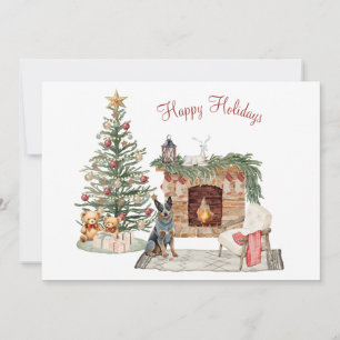 Cartão De Festividades Feliz Pawlidays Design de Cachorro - Cão Bovino Au