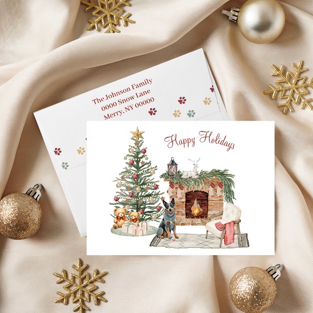 Cartão De Festividades Feliz Pawlidays Design de Cachorro - Cão de Gado A (Criador carregado)