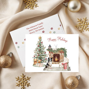 Cartão De Festividades Feliz Pawlidays Design de Cachorro - Collie