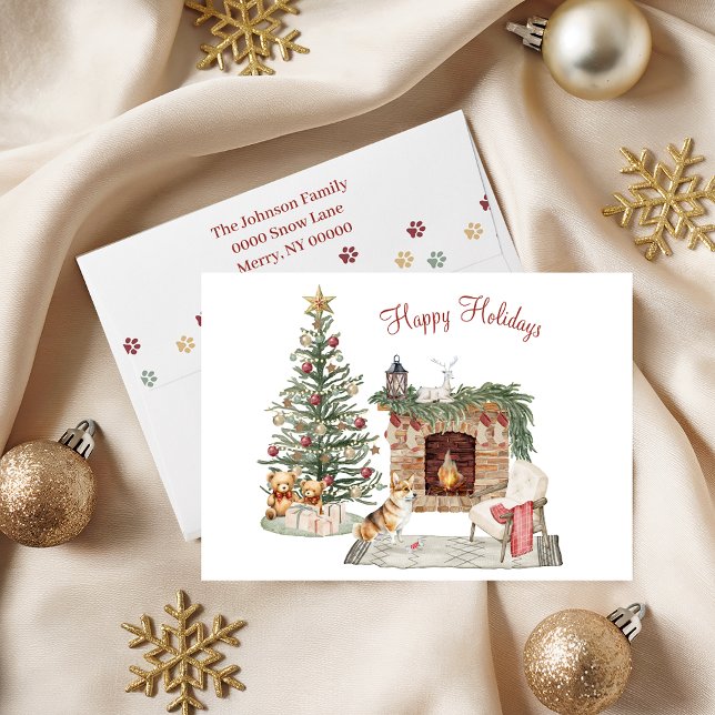 Cartão De Festividades Feliz Pawlidays Design de Cachorro - Corgi (Criador carregado)