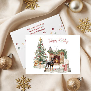 Cartão De Festividades Feliz Pawlidays Design de Cachorro - Doberman Pins