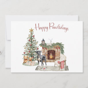 Cartão De Festividades Feliz Pawlidays Design de Cachorro - Dogue Alemão