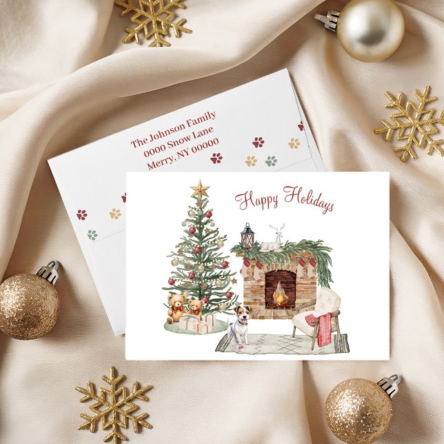 Cartão De Festividades Feliz Pawlidays Design de Cachorro - Jack Russell (Criador carregado)