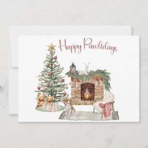 Cartão De Festividades Feliz Pawlidays Design de Cachorro - King Charles 