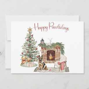 Cartão De Festividades Feliz Pawlidays Design de Cachorro - Pastor Alemão