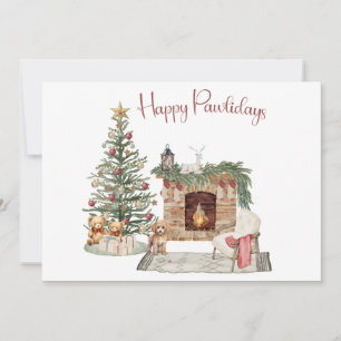 Cartão De Festividades Feliz Pawlidays Design de Cachorro - Poodle