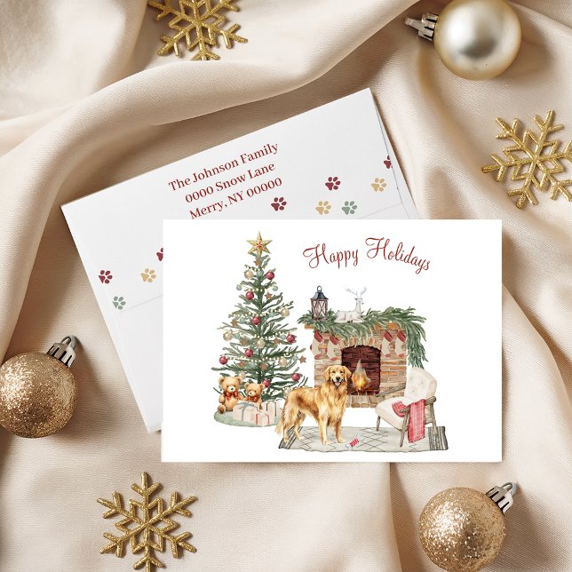 Cartão De Festividades Feliz Pawlidays Design de Cachorro - Retriever Dou (Criador carregado)