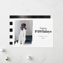 Cartão De Festividades Feliz Pawlidays Divertido Foto de Pet Snowman