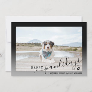 Cartão De Festividades Feliz Pawlidays Preto e Branco Moderno para Pet