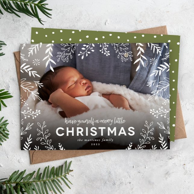 Cartão De Festividades Feliz Pequena Foto da Sobreposição Botânica de Nat (Criador carregado)