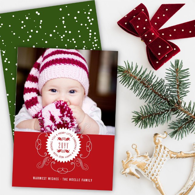 Cartão De Festividades Feliz Pequena Foto do Foco do Feliz ano novo de Na (Criador carregado)