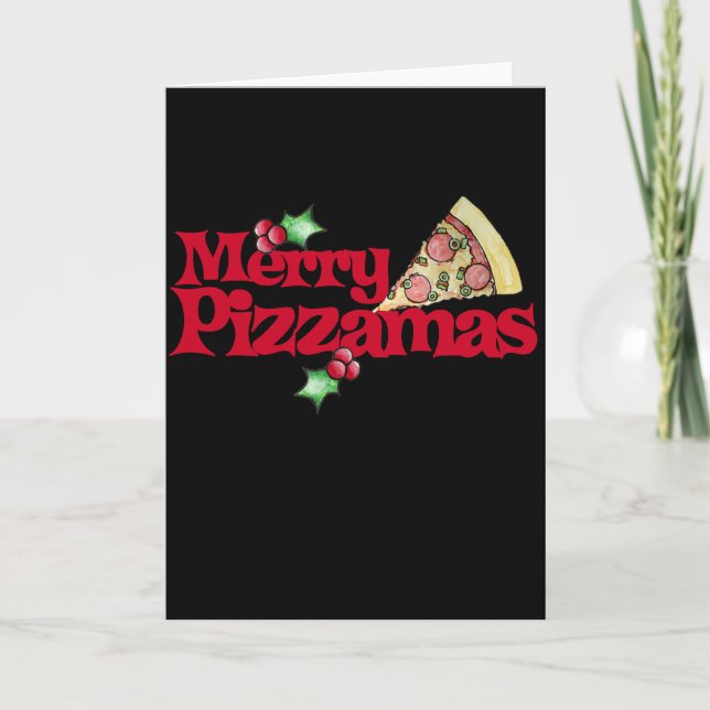 Cartão De Festividades feliz pizzamas (Frente)
