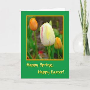 Cartão De Festividades Feliz Primavera; Feliz Páscoa! TULIPAS DE PRIMAVER