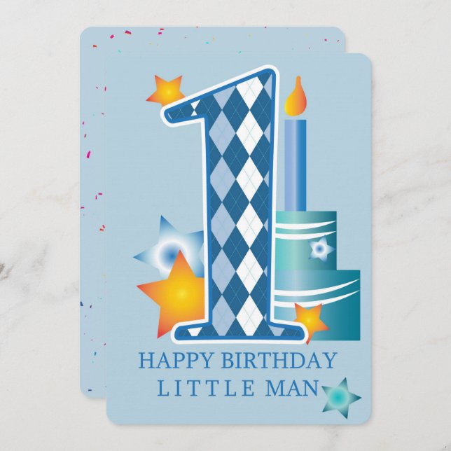 Cartão De Festividades Feliz Primeiro Aniversário (Frente/Verso)