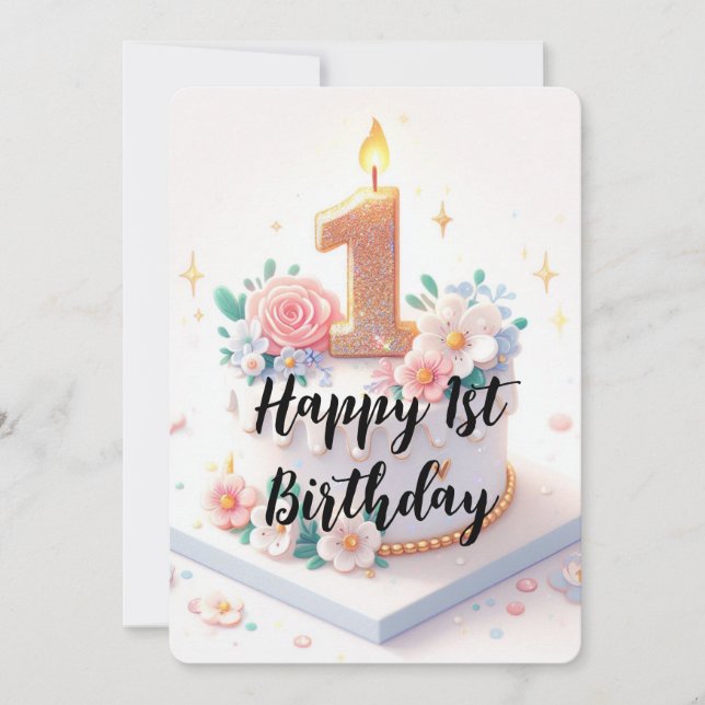 Cartão De Festividades Feliz Primeiro Aniversário (Frente)