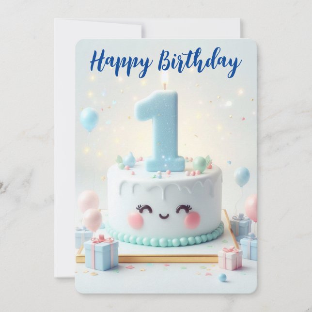 Cartão De Festividades Feliz Primeiro Aniversário (Frente)