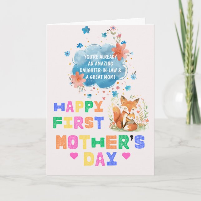 Cartão De Festividades Feliz Primeiro Dia de as mães Para A Filha De Boho (Frente)