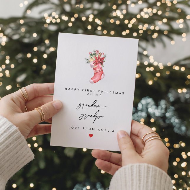 Cartão De Festividades Feliz Primeiro Natal Avô Personalizado (Criador carregado)