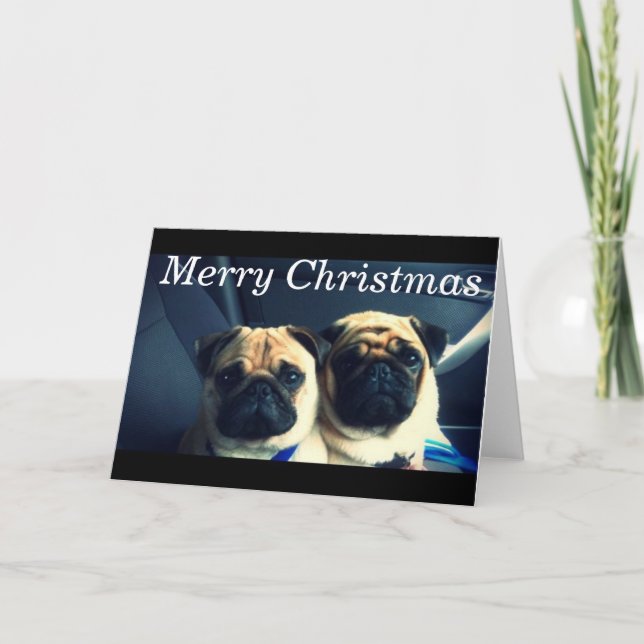 Cartão De Festividades Feliz pug xmas (Frente)
