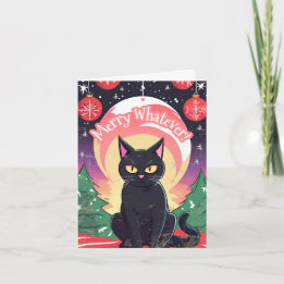 Cartão De Festividades Feliz, qualquer gato preto anti Natal
