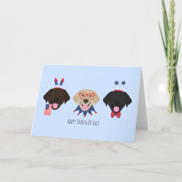 Cartão De Festividades Feliz Quarto De Julho Cachorros De Retriever Labra