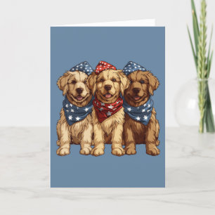 Cartão De Festividades Feliz Quarto De Julho Cachorros De Retriever Ouros