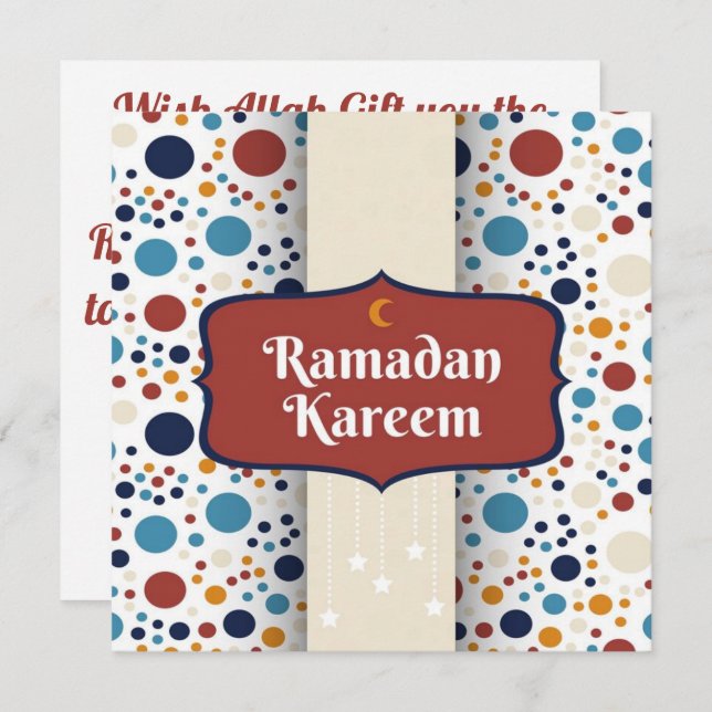 Cartão De Festividades Feliz Ramadan Kareem Crescent (Frente/Verso)