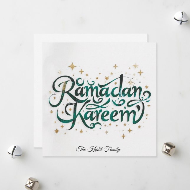 Cartão De Festividades Feliz Ramadan Mubarak Ramadan Kareem Dourado Muçul (Frente/Verso In Situ)