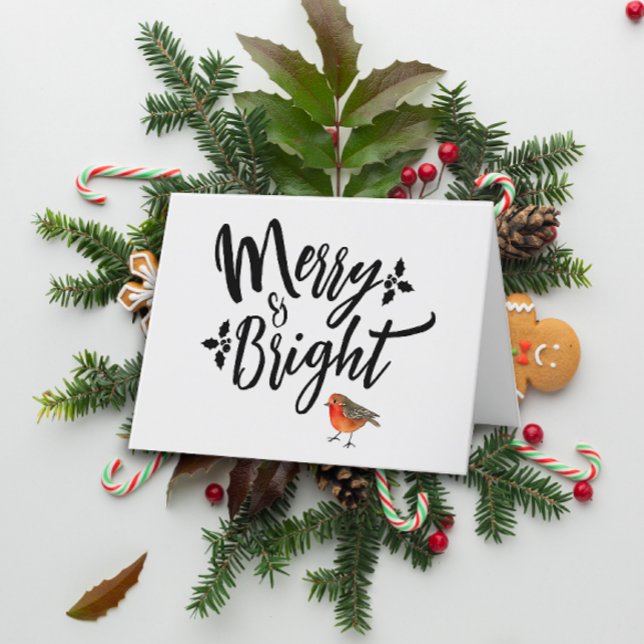 Cartão De Festividades Feliz Retroativa E Vermelho Brilhante Robin Minima (Criador carregado)