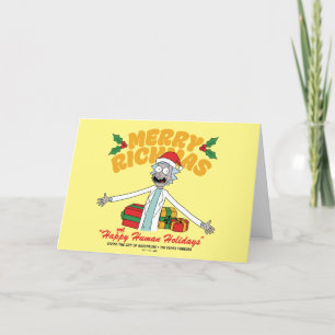 Cartão De Festividades Feliz Rickmas e Felizes Férias Humanas