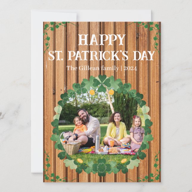 Cartão De Festividades Feliz Rua. Dia de Patrick Shamrocks Família uma fo (Frente)