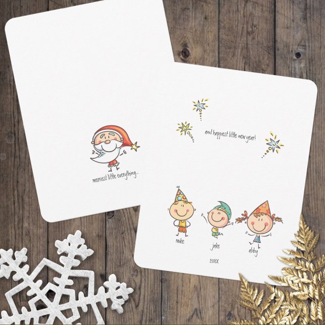 Cartão De Festividades Feliz Simples e Bonita Tudo Feliz ano novo (Cute Merry Little Christmas Cards)