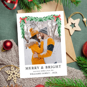 Cartão De Festividades Feliz simples moderna e fotografia de Natal brilha