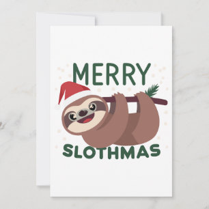 Cartão De Festividades Feliz Slothmas Animal Preguiçoso Divertido