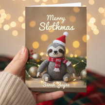Feliz Slothmas Carta de Natal de Preguiça Tricotad